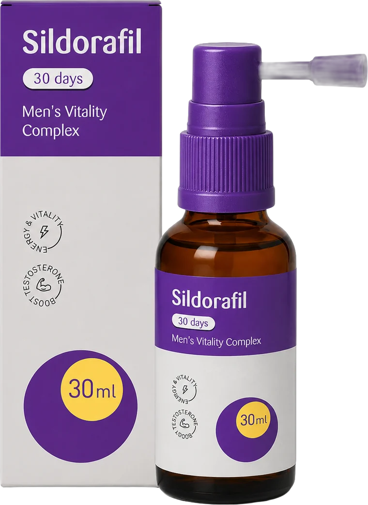 Sildorafil spray do ust dla męskiej witalności, butelka 30 ml i opakowanie